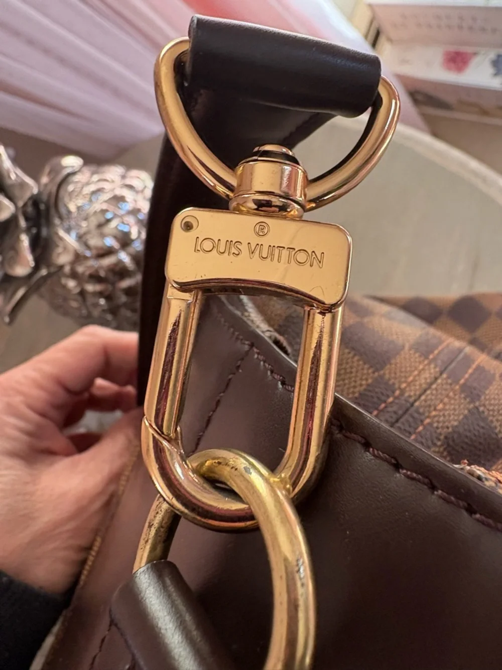 Louis Vuitton Brown Damier Canvas Travel Weekend Bag with Dark Trim - Picture 7 of 16